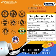 Bricker Labs CARNIBLAST Liquid L-Carnitine 3000mg 16 Fl Oz (Pack of 1)