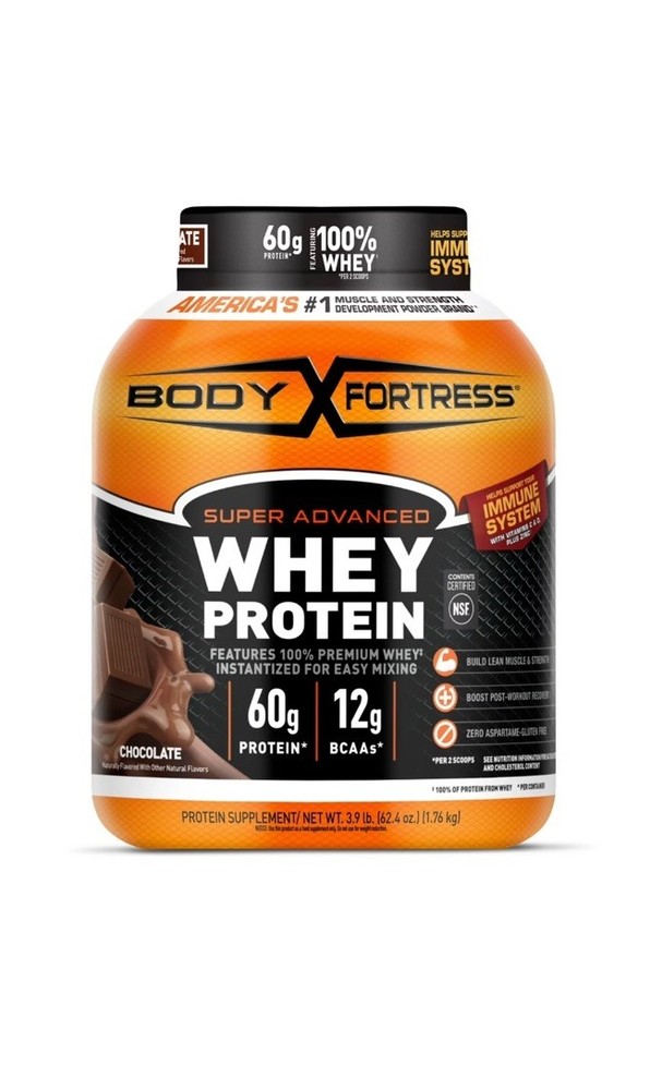 Lot (2) Body Fortress Super Advanced Whey Protein Powder Chocolate 3.9lbs Each