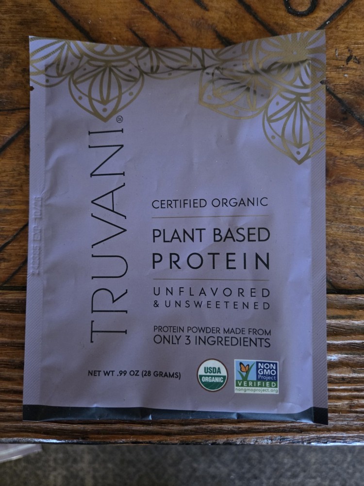 Truvani Organic Plant Based Protein Powder, Unflavored 1.16 Oz 10/2026