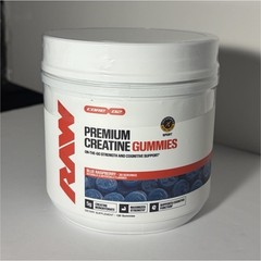 RAW Creatine Monohydrate Gummies Blue Raspberry 5g 120 Count Unisex