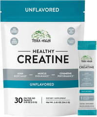 Healthy Creatine Micronized Monohydrate Powder | 30 Stick Packs | Support for Mu