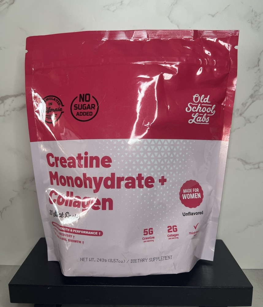 Old School Labs Creatine + Collagen Powder Unflavored No Sugar 30 Serv 243g
