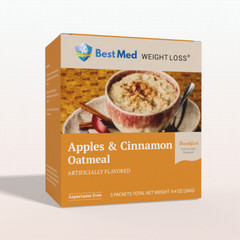 BestMed – Apples & Cinnamon Oatmeal | Ideal Protein Alternative, Low Cal 5/ct