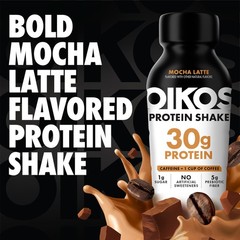 Oikos 30g Protein Shake, Mocha Latte, Shelf Stable, High 3 Fl Oz (Pack of 4)