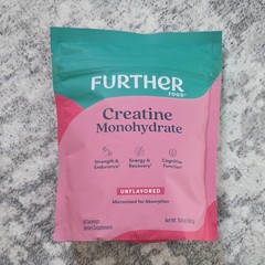 Further Food Creatine Monohydrate Unflavored Powder 10.6 oz 60 Servings Exp 09/…