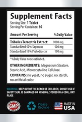 Bulgarian Tribulus Terrestris 1000mg Testosterone Booster -180 Tablets 3 Bottles