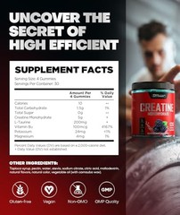 Creatine Monohydrate Gummies 5000mg Energy Muscle Recovery Pre-Workout