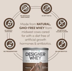 3x Designer Whey, Natural 100% Whey Protein Powder, Gourmet Chocolate BB: 09/26+
