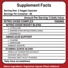 Nitric Oxide Booster 1500mg 9-in-1 Powerful Ingredients