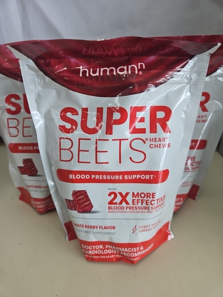 3x HumanN SuperBeets pomegranate berry Soft Chews – Total 180 Heart Health