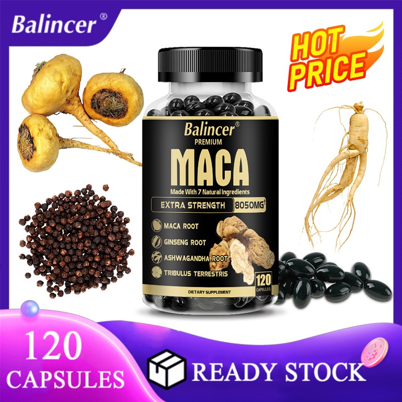 Organic Maca Root Extract 300mg, with Ashwagandha Root and Ginseng Root Vegan