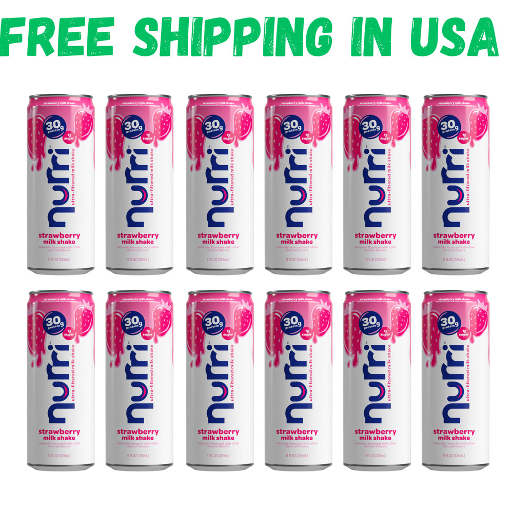 Nurri High Protein 30g Shake Strawberry Low Sugar Post-Workout Drink 12 Pack