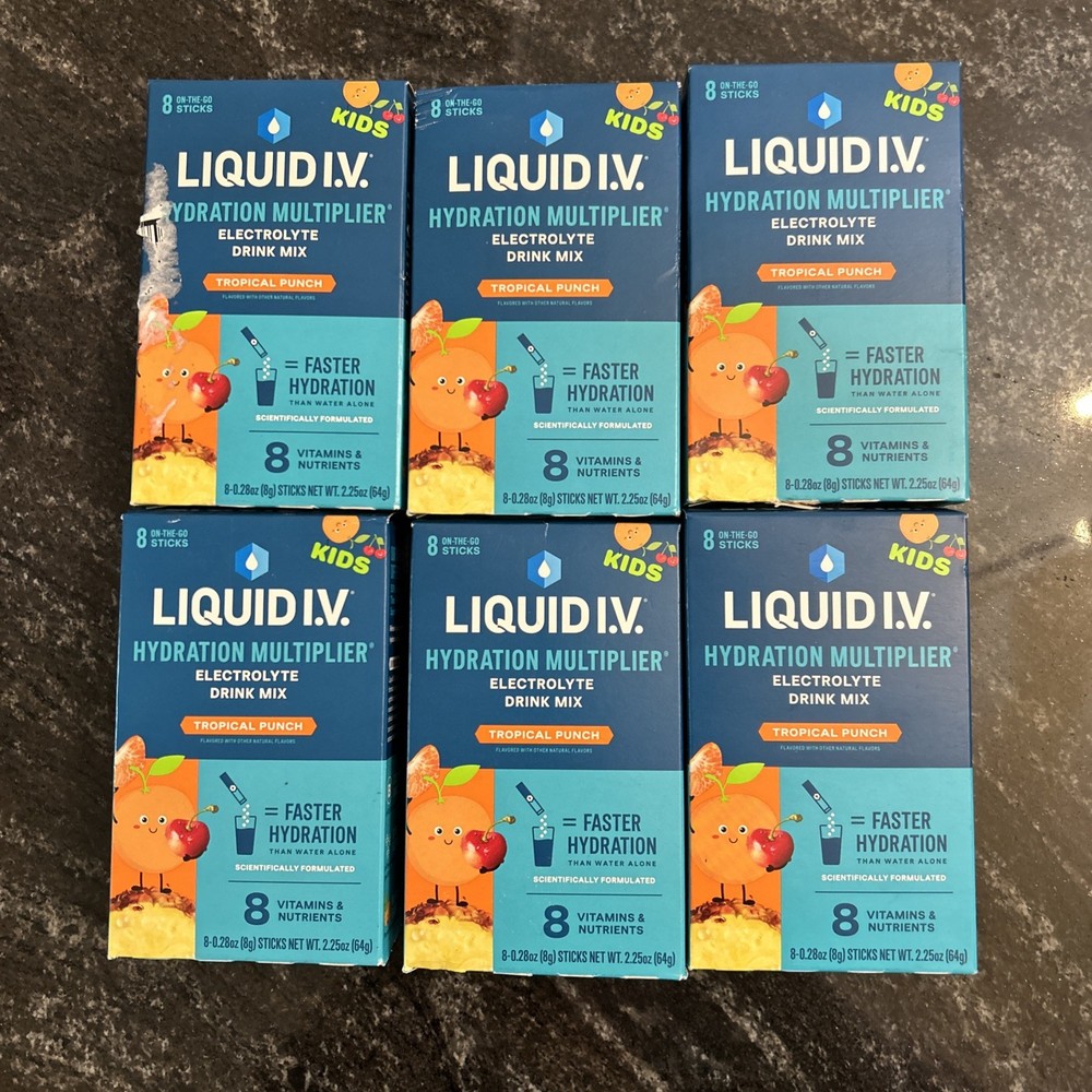 6 Liquid IVHydration Multiplier Electrolyte Drink Mix Kid Tropical Punch 10/26+