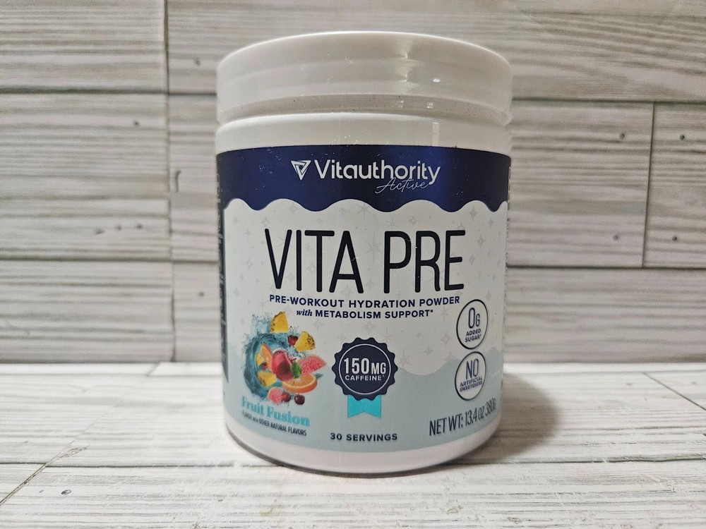 Vitauthority Vita Pre-Workout Hydration Powder Fruit Fusion 13.5oz Exp: 12/2026