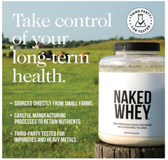 NAKED Whey Isolate, 30g Grass-Fed Protein, Zero Carb, Unflavored, 28 Servings