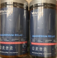 (2)Vthrive MAGNESIUM RELAX Powder 1.1 lb X 2 (200 Ser) Rasp Lemon BEST BY 05/26