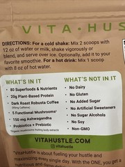 Vita Hustle ONE Superfood Protein Cafe Latte Caffeine Mix Powder Vegan 1.47 Lbs