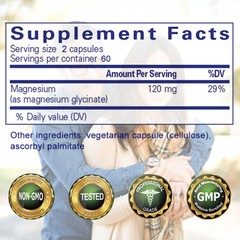 Magnesium Glycinate 30 To 120 Capsules 120mg Bone & Joint