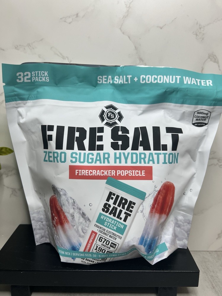 Fire Salt Hydration Electrolyte Drink Mix Zero Sugar Firecracker 32 Packs