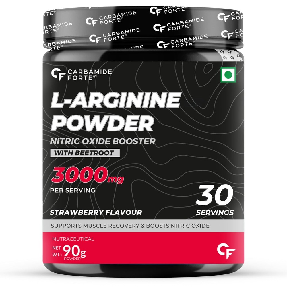 L Arginine Supplement 3000mg | Pre-workout For Unisex – Strawberry Flavour – 90g