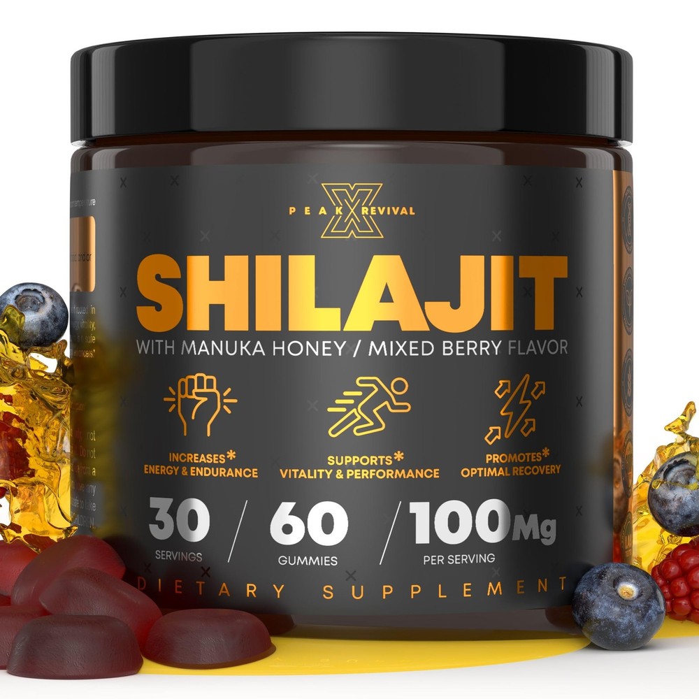 Peak Revival Shilajit Gummies with Manuka Honey – 60 Count (Pack of 1)