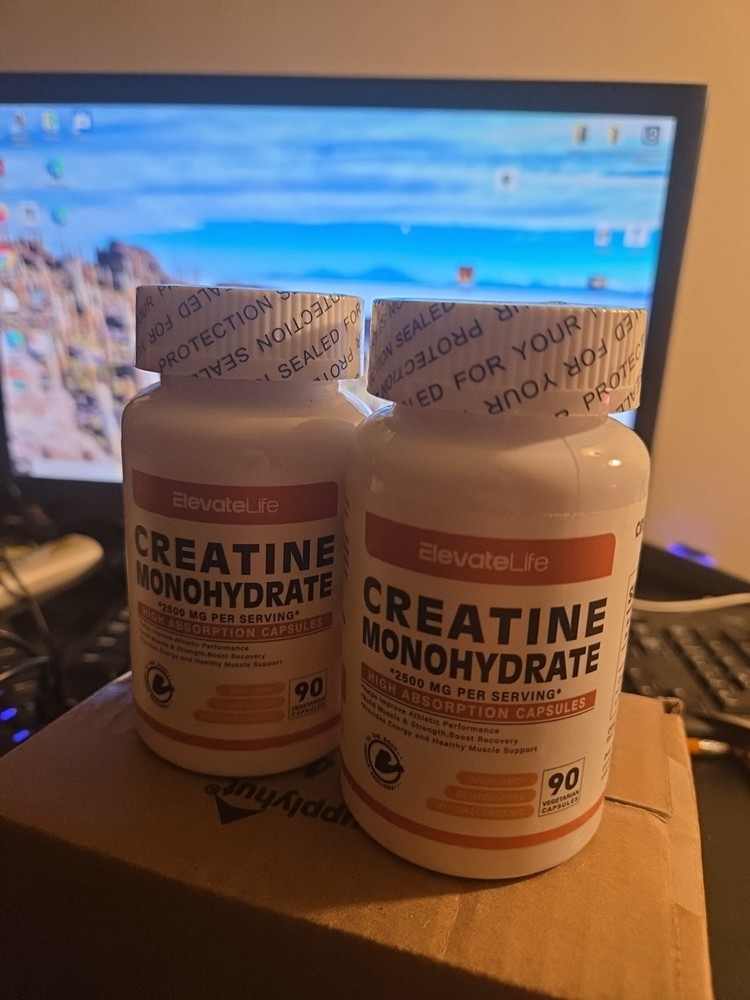 2 Pack Elevate Life Creatine Monohydrate 2500mg 90 Capsules Each.