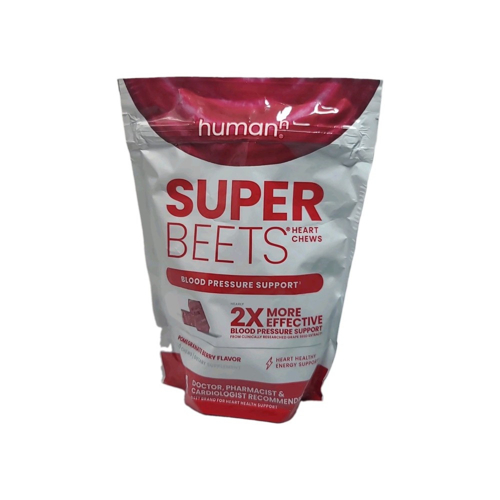 HumanN – SUPER BEETS HEART CHEWS, Pomegranate, 60 COUNT, New & Sealed, EXP 01/27