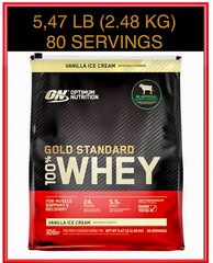 100% Whey Protein, Optimum Nutrition Gold Standard, 80 Servings, 24g Protein
