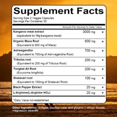 Testosteron Booster Kangaroo Meat, Maca 5000mg 60 Caps HIGHEST POTENCY