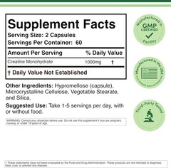 Creatine Pills 1,000Mg per Serving (120 Creatine Capsules) Free Shipping! NEW!.