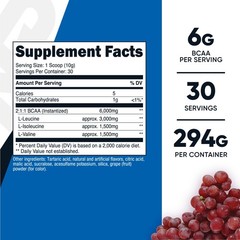 Nutricost BCAA 2:1:1 Powder (Grape) 30 Servings – 6G Per Serving