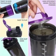 500ml Protein Shaker Bottle Layered Powder Storage Water Bottle Wire Ball