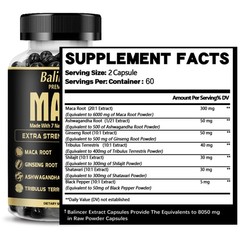 Organic Maca Root Extract 300mg, with Ashwagandha Root and Ginseng Root Vegan