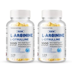 L-Arginine L-Citrulline Nitric Oxide Booster 3000mg, 240 Softgels, 120 Servings