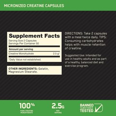 Optimum Nutrition Micronized Creatine Monohydrate Capsules, Keto Friendly