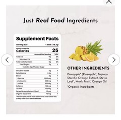 *2*JUST INGREDIENTS Pre-Workout Sports Drink Powder Packet Orange Pineapple-10ct