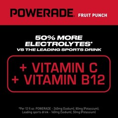 POWERADE 8 Count Fruit Punch Bottled Electrolyte Sports Drink, 20 fl oz