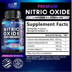 Nitric Oxide Booster w/ L-Arginine 3000mg Highest Potency Muscle Pump Supplement