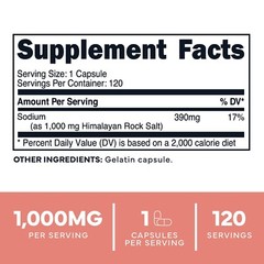 type Zero Clean Himalayan Salt, 1000 mg. 120 caps exp 02/27