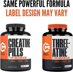 Creatine Pills, 5g 3X Pure Creatine Monohydrate Pills, Pre Workout Bulk Muscle M