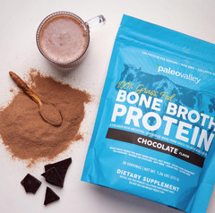 PaleoValley Grass Fed Bone Broth Protein Powder Chocolate 30 Servings 1.26lb