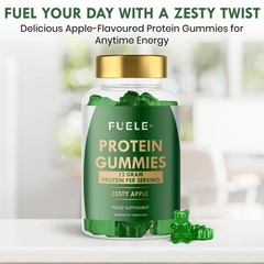 FUELE+ Whey Protein Gummies – Zesty Apple Flavour, 12g Protein per Serving – …