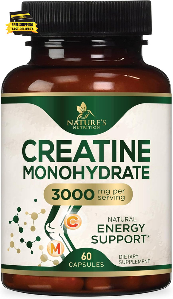 Creatine Monohydrate 3000Mg per Serving – Micronized Creatine Powder Capsules –