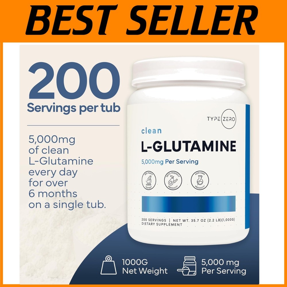 200 Servings L Glutamine 5000mg – & Gluten-Free