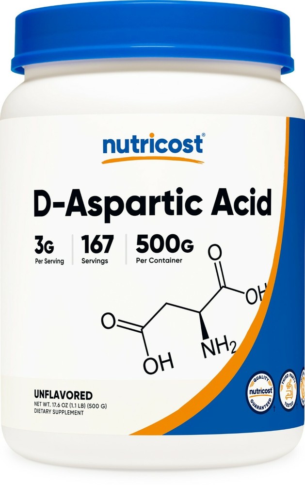 Nutricost D-Aspartic Acid (DAA) – 500G, 167 Servings, Non-GMO, Gluten Free