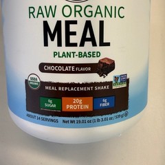Garden of Life Raw Organic Meal Plant Based Chocolate 19.01oz 539g