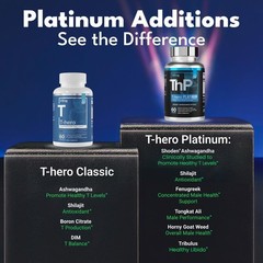 T-Hero Platinum Testosterone Booster – Energy, Muscle & Male Performance, 60ct