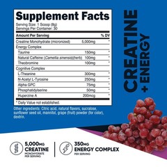 Nutricost Creatine + Energy 30 Servings (Grape Flavored)