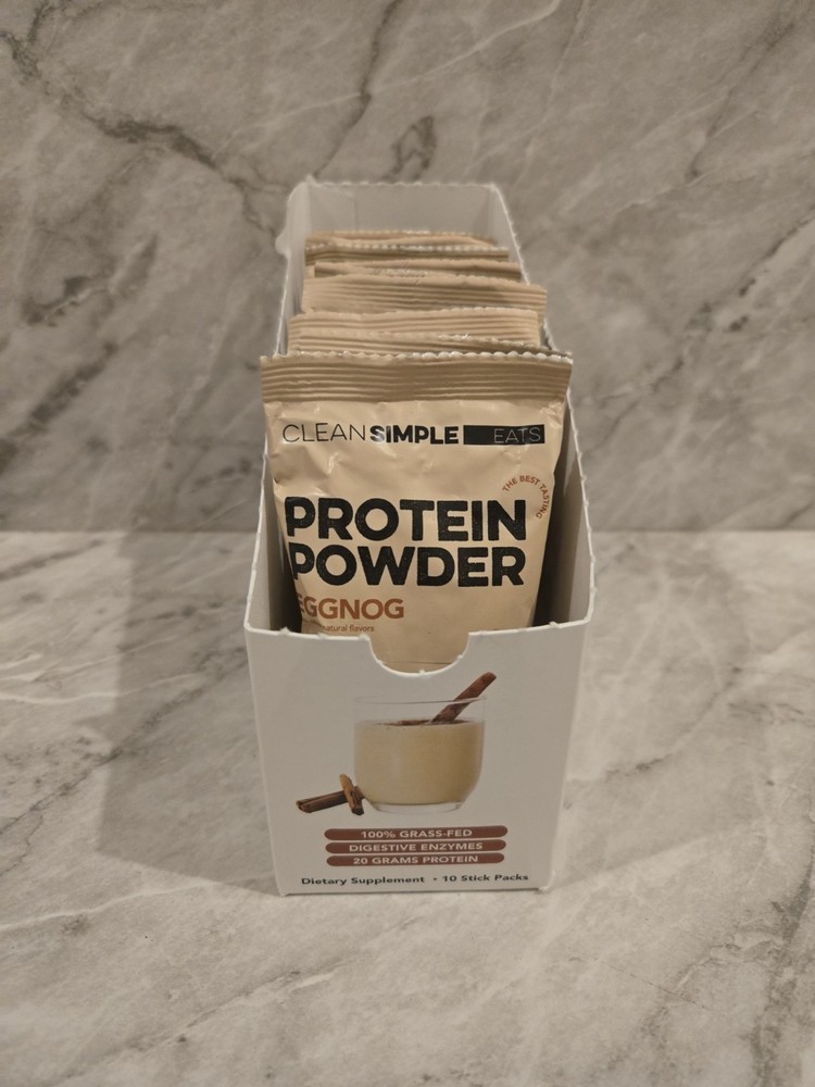 (9) Clean Simple Eats Eggnog Protein Powder Packs Limited Edition HTF
