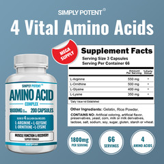 1800 mg BCAA Essential Amino Acid Complex | Energy & Muscle Recovery | 200 Caps